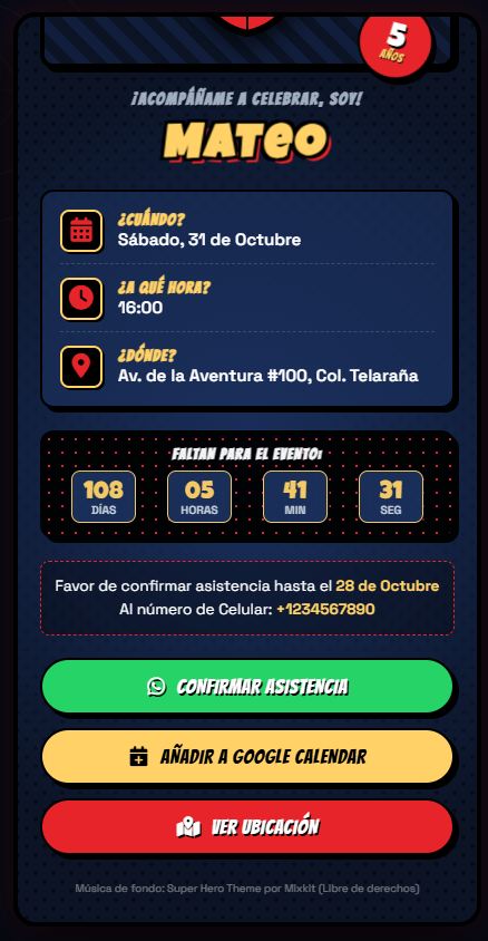 Invitación Spider-Man